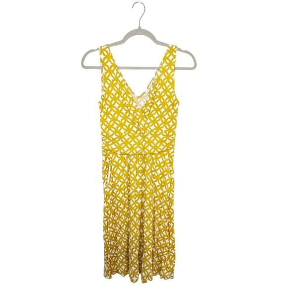 Boden Effie Dress Sleeveless V-Neck Jersey Printed Dress Yellow Size 4 - Picture 2 of 6